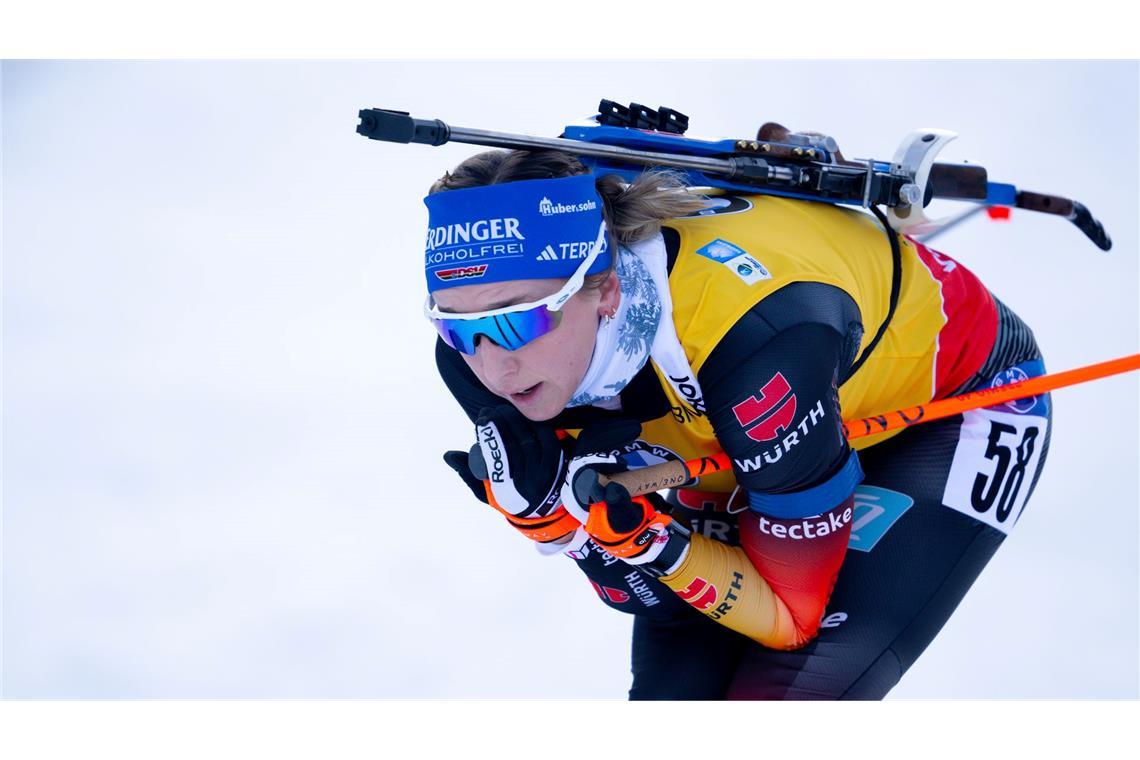 Biathletin Preuß nah am Gesamtsieg: Dritte auf der Pokljuka Franziska Preuß bleibt im Gesamtweltcup weiter vorn.
