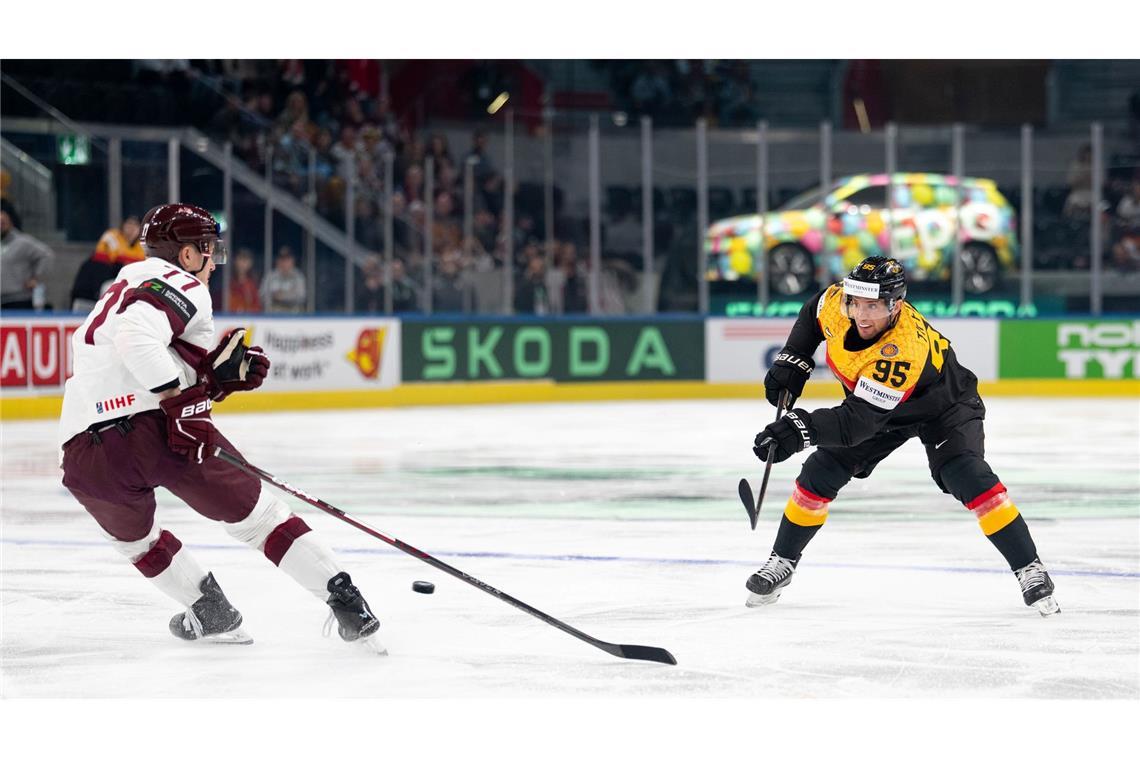 Frederik Tiffels und die deutsche Eishockey-Nationalmannschaft enttäuschten gegen Lettland.