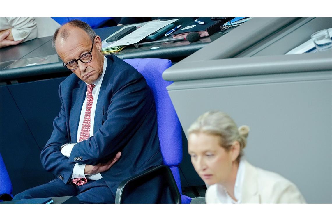 Friedrich Merz und die Union haben in der Sonntagsfrage erstmals das Nachsehen (Archivbild).