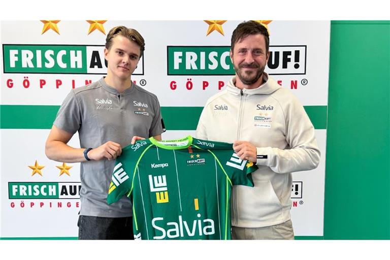 Frisch-Auf-Neuzugang David Haugstvedt (li.), Trainer Ben Matschke.