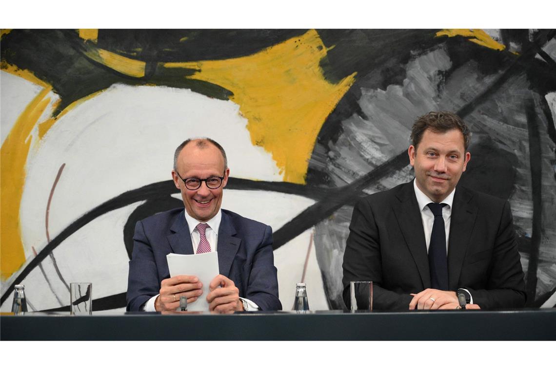 Der echte Stresstest für Schwarz-Rot kommt erst noch Fröhlich nach dem Koalitionsausschuss: Friedrich Merz und Lars Klingbeil.