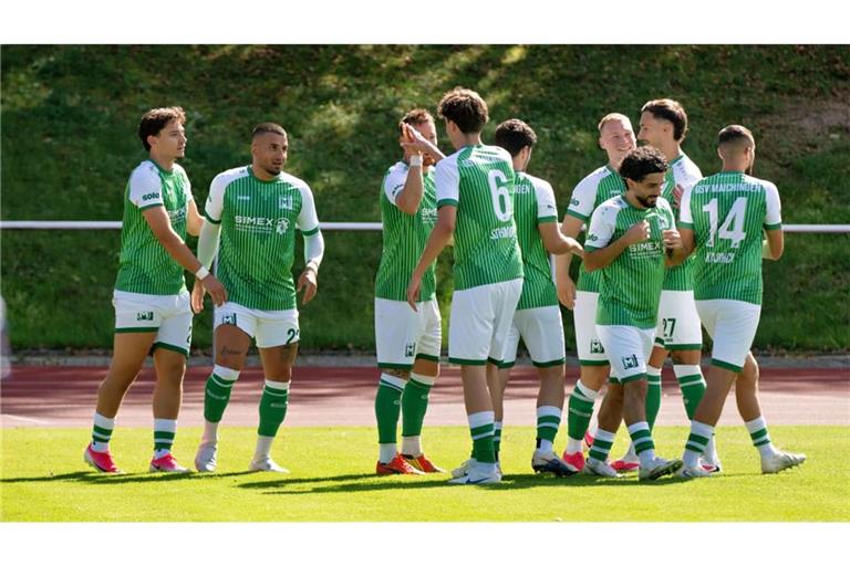 Frühes Tor, früher Jubel: Der GSV Maichingen feiert das 1:0 in Minute zehn gegen den ASV Botnang.
