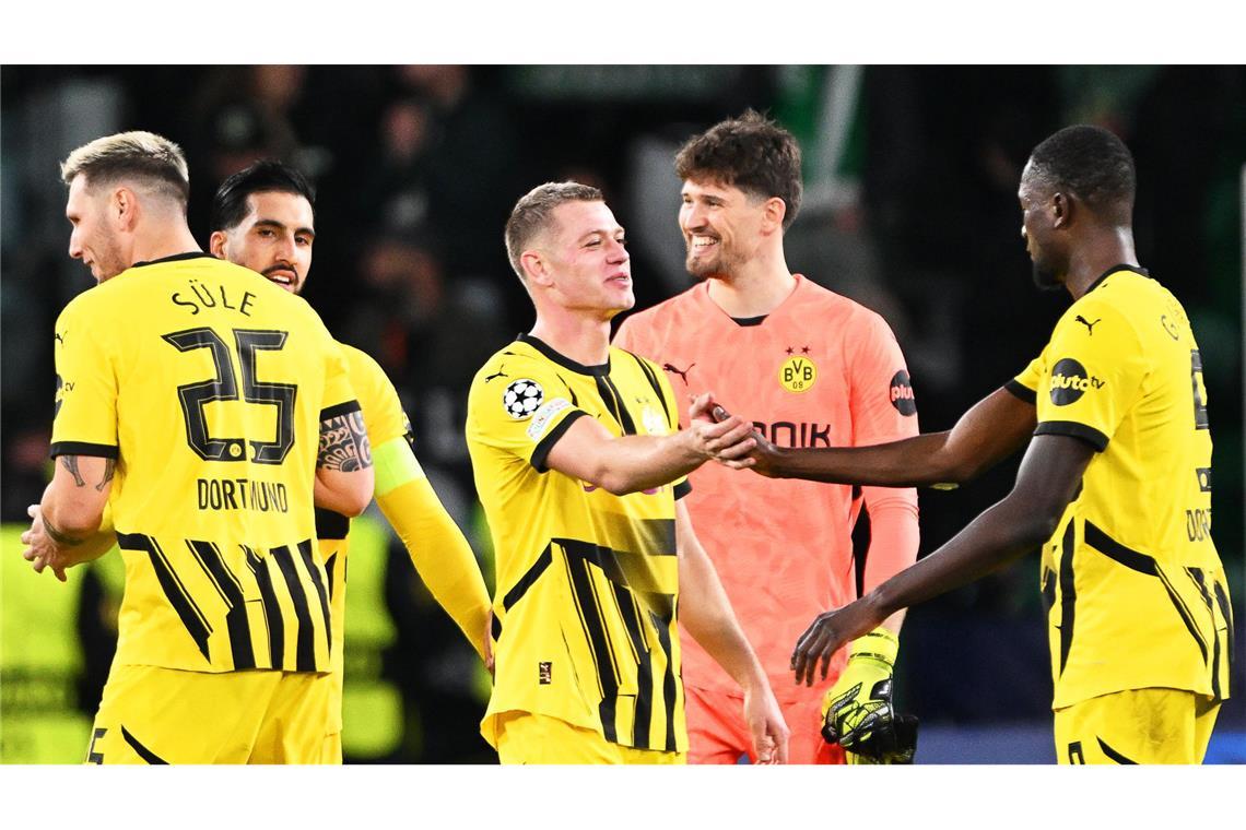BVB dicht vor Einzug ins Champions-League-Achtelfinale Für die Dortmunder gab es viele Freudenszenen.