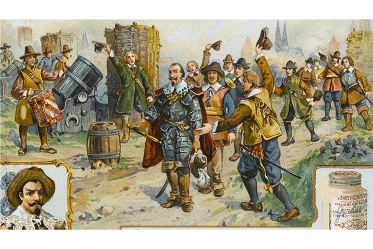 Für sein neues, sehr gut ausgerüstetes und versorgtes Heer ließ Wallenstein im Westen von Nürnberg ein riesiges Feldlager für über 50.000 Landsknechte nebst Tross aufbauen, in dem das Heer wochenlang lagern konnte (historisierende Darstellung aus dem frühen 20 Jahrhundert).