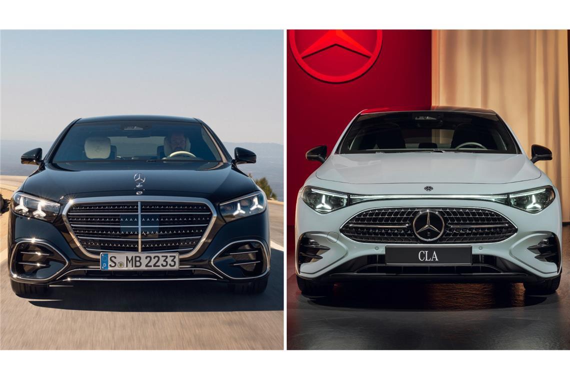 Gefragt in ihren Segmenten (v. li.): Die Mercedes-Modelle S-Klasse (Oberklasse) und CLA (Mittelklasse).