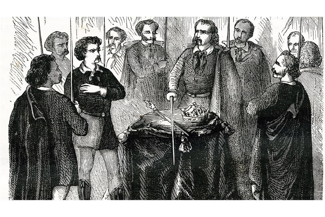 Geheimtreffen der Illuminati (Druck aus dem 19. Jahrhundert).