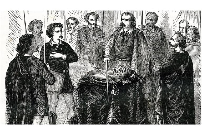 Geheimtreffen der Illuminati (Druck aus dem 19. Jahrhundert).