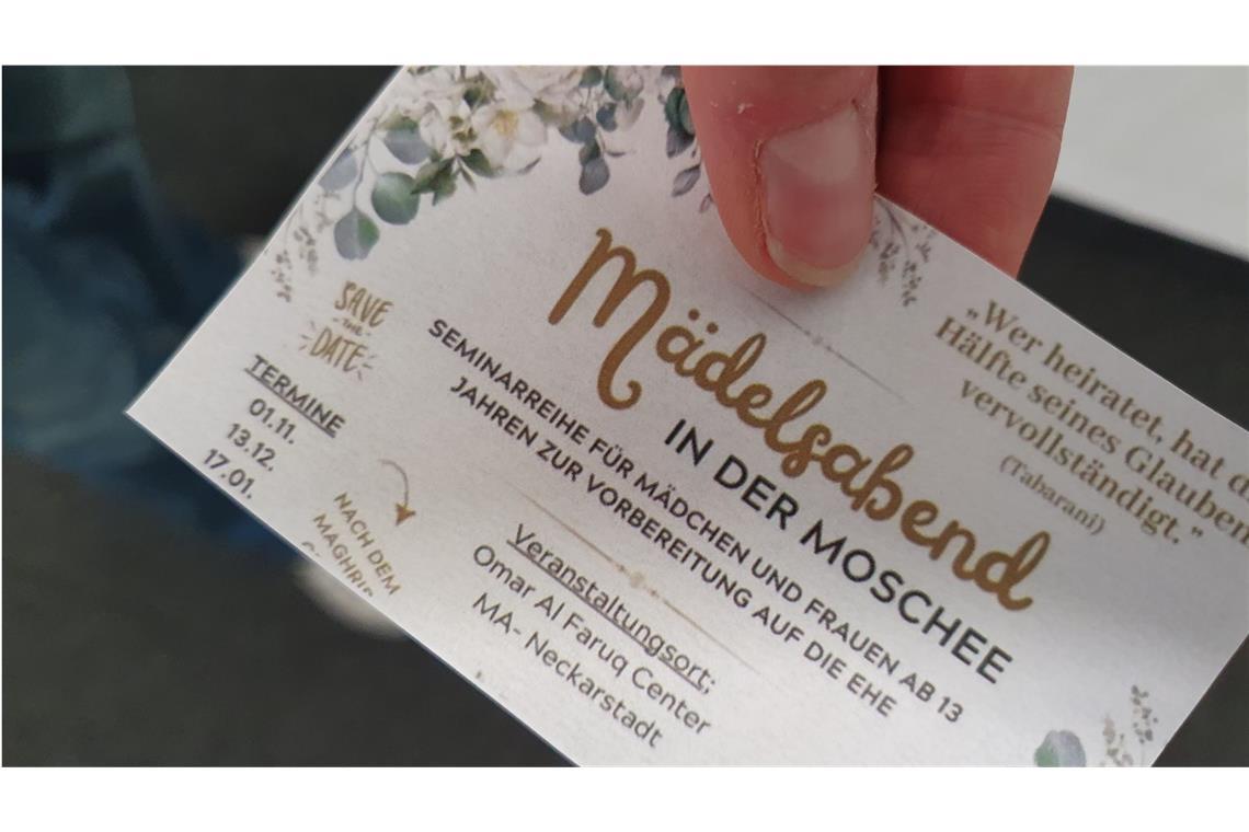 Moschee irritiert mit Heiratskurs für 13-Jährige Gestaltet wie eine Hochzeitseinladung: der Mädelsabend in Mannheim.