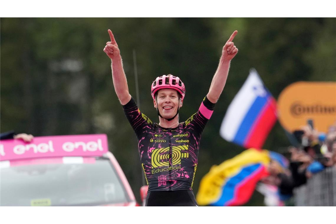 Größter Karriereerfolg: Georg Steinhauser bejubelt seinen Etappensieg beim Giro.