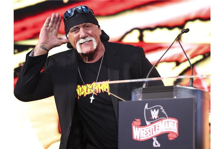 Hulk Hogan bei einer Pressekonferenz anlässlich von WrestleMania 36 im Jahr 2021.