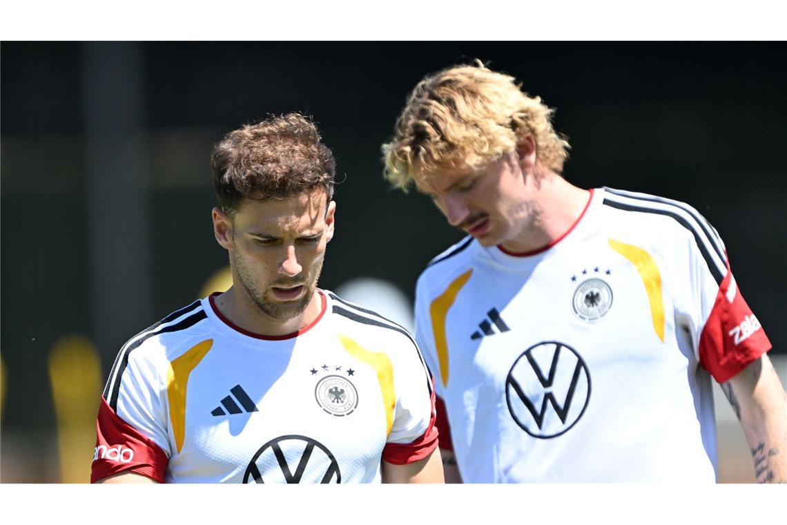 Ihr Turnier ist es noch nicht: Null-Minuten-Stürmer Nick Woltemade (r) und 25-Minuten-Mann Leon Goretzka hoffen auf Einsatzzeiten gegen Ecuador.