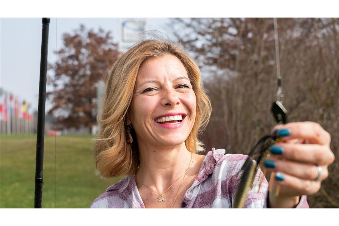 Ihren ersten Barsch hat sie an einem Berliner See gefangen.