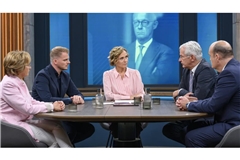 Im Bild v.l.: Beatrix von Storch, stellvertretende AfD-Fraktionsvorsitzende, Tim Klüssendorf, SPD-Generalsekretär, Caren Miosga, Mathias Middelberg, Mitglied im CDU-Präsidium, Robin Alexander, Journalist zu Gast bei - Caren Miosga, Polittalk.