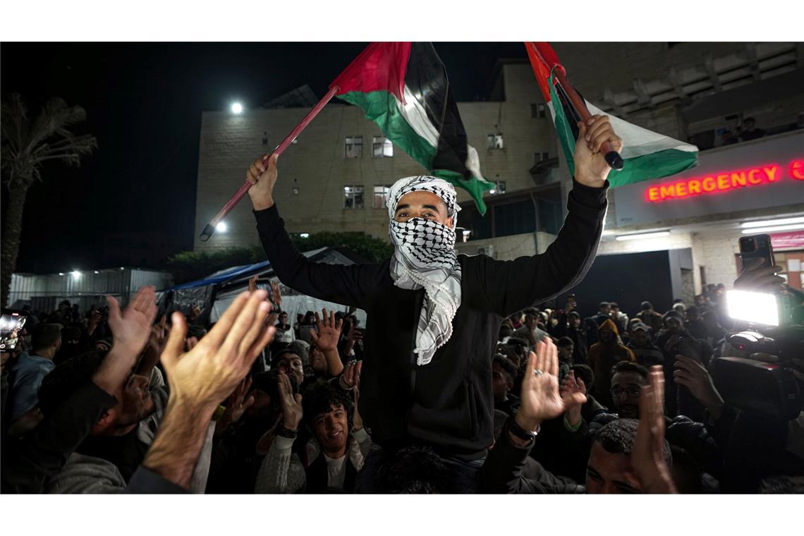Katar verkündet Waffenruhe und Geisel-Deal im Gazastreifen Im Gazastreifen brach Jubel aus.