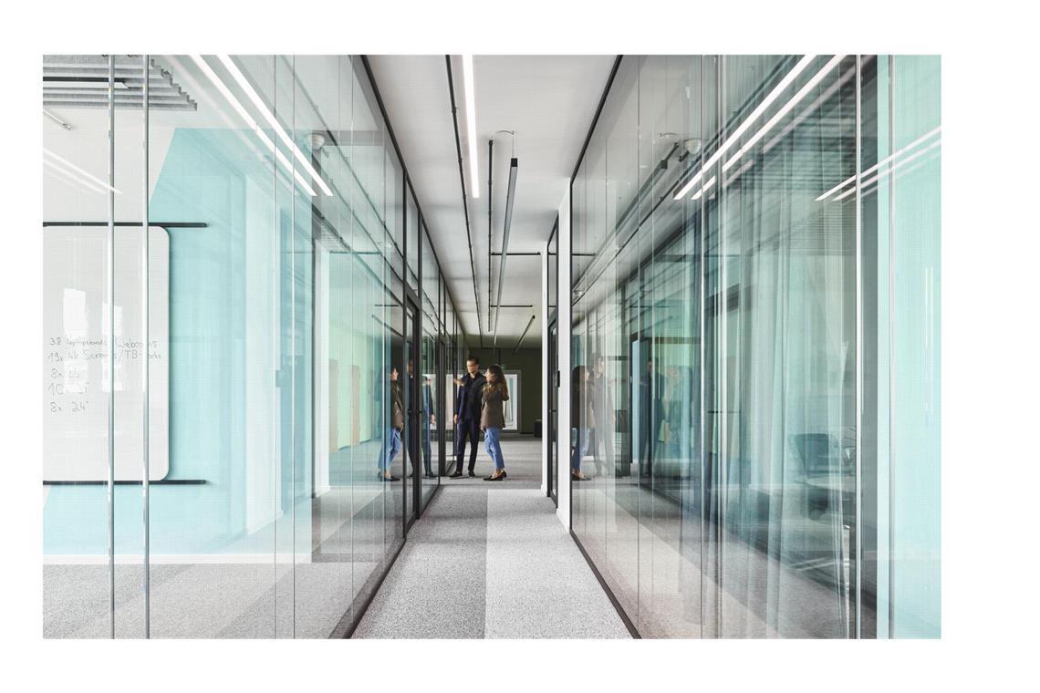 Stuttgarter Architekten räumen beim Preis für die besten Bürobauten ab Im klassischen Bereich ist der Grundriss beim Allplan Office in separierte, verglaste Büros separiert.