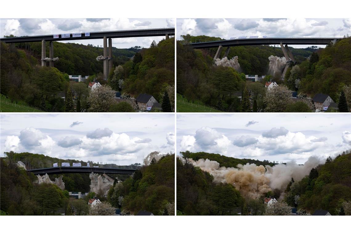 Im Mai 2023 wurde die alte Brücke gesprengt - 17.000 Tonnen Schutt mussten beiseite geräumt werden. (Archivbild)