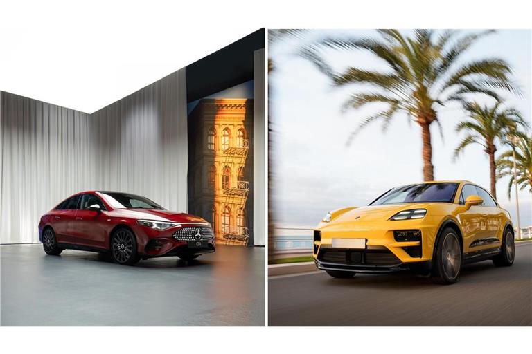 Im Mercedes CLA (links) sind mehrfach recycelte Teile verbaut, im Porsche Macan eher weniger.