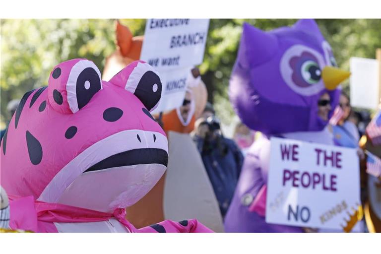 Im Oktober 2025 in Portland:  Menschen in Tier-Kostümen protestieren gegen die Trump-Regierung.