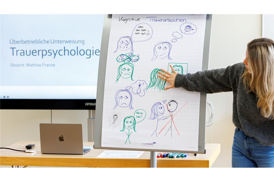 Kollege Tod - So werden Bestatter ausgebildet Im Seminar zu Trauerpsychologie setzen sich die Azubis damit auseinander, mit welchen Gefühlen und Emotionen Trauernde reagieren können.