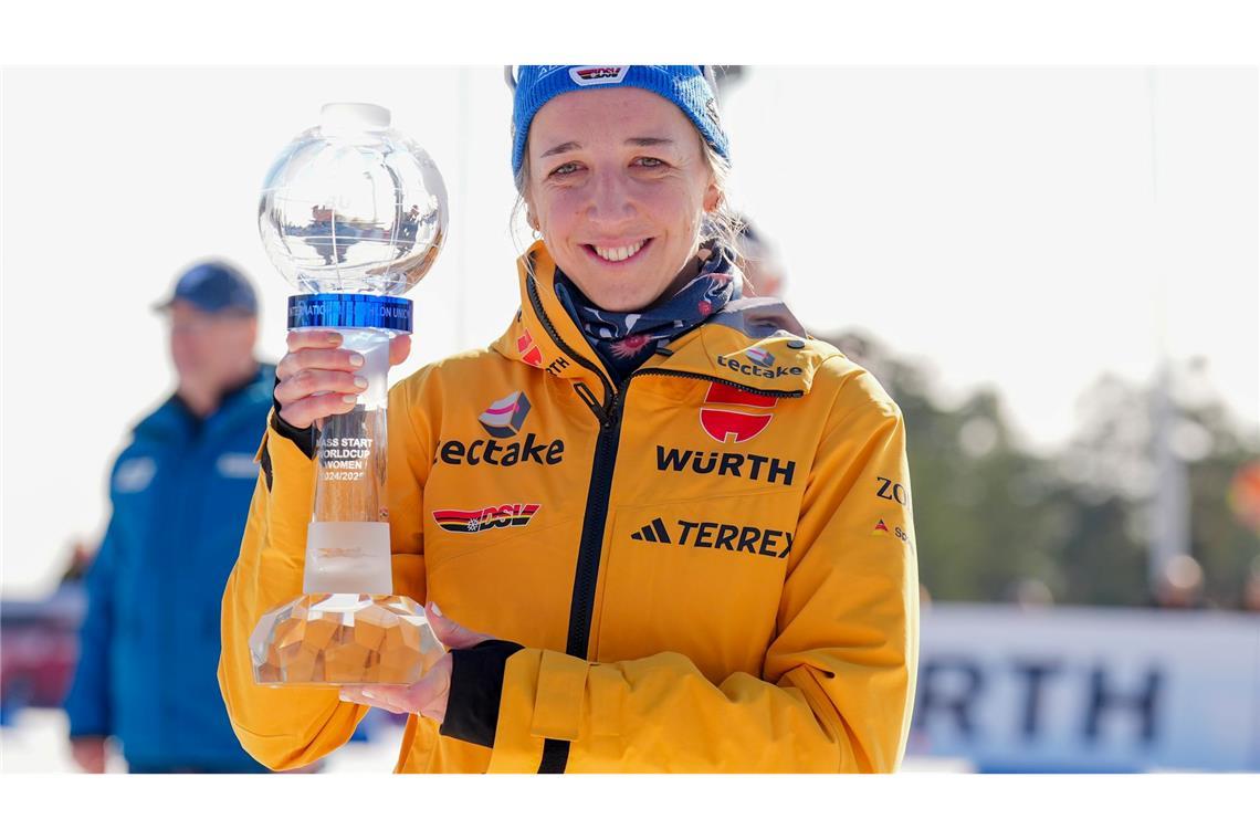 Im vergangenen Jahr gewann Franziska Preuß in Oslo den Gesamtweltcup. (Archivbild)