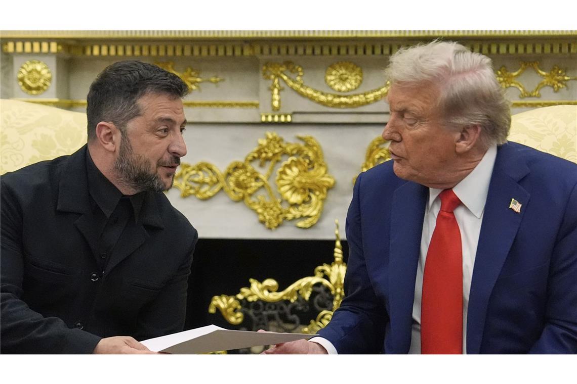 Trump lobt Selenskyj: Starker Staatschef In den Bemühungen um ein Ende des russischen Angriffskrieges gegen die Ukraine hat Donald Trump den ukrainischen Präsidenten Selenskyj im Weißen Haus empfangen (Archivfoto).