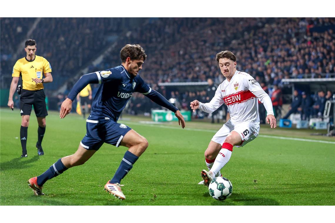 In der 58. Minute versucht Angelo Stiller es einfach mal aus der Distanz: Der 24-Jährige zog aus rund 20 Metern ab, der Ball ging knapp am Tor der Bochumer vorbei.