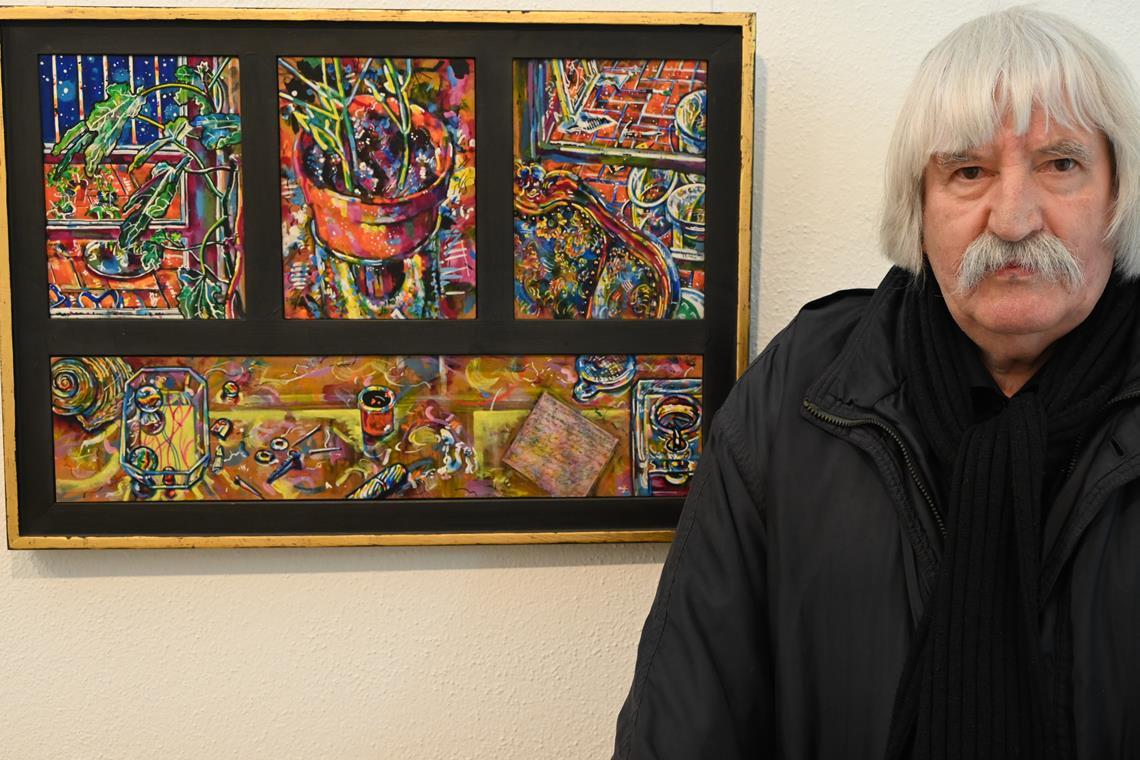 Sonderausstellung von Heiner Lucas in der städtischen Kunstsammlung In der Sonderausstellung zu seinem 80. Geburtstag zeigt der Künstler Heiner Lucas neue und noch nie gezeigte Bilder. Fotos: Elisabeth Klaper