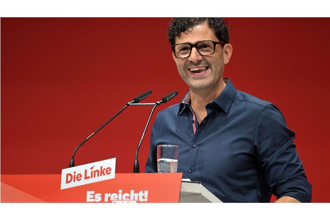 In der Tat: Es reicht! Luigi Pantisano, neuer Co-Vorsitzender der Partei Die Linke, bei seiner Antrittsrede während des Bundesparteitages der Linken in die Metropolis Halle.