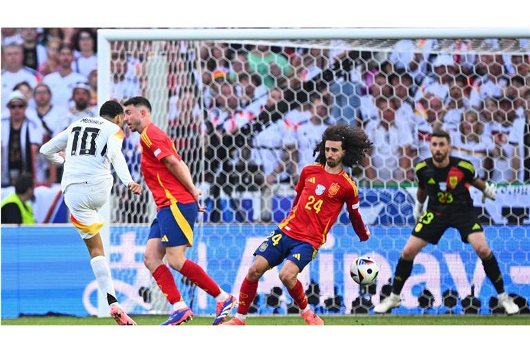 In der Verlängerung des Viertelfinals der Fußball-EM gegen das DFB-Team hatte Musiala dem Spanier den Ball an den Arm geschossen, ein Elfmeterpfiff blieb jedoch aus.