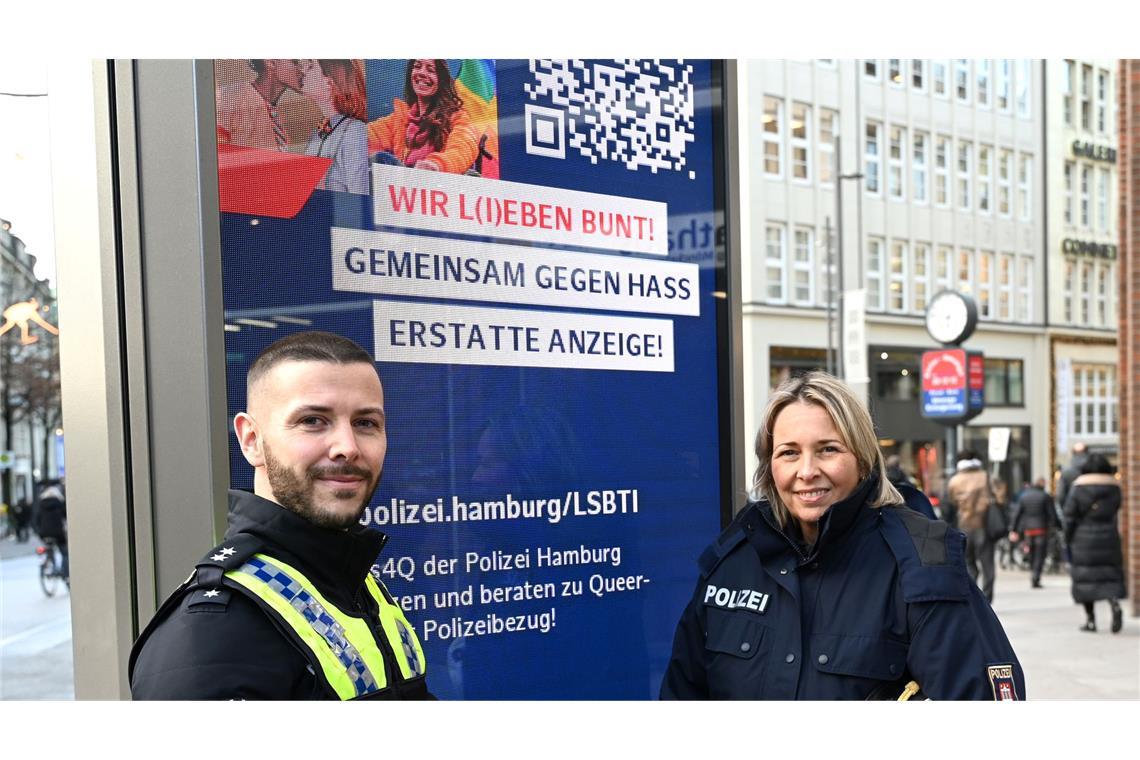 Starke Zunahme von Hasskriminalität gegen queere Menschen In Hamburg startete die Polizei eine Kampagne gegen queerfeindliche Hasskriminalität.