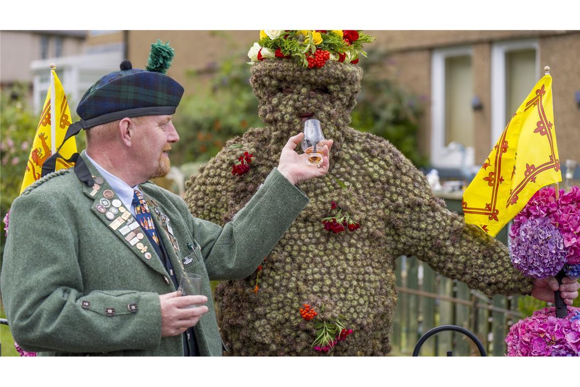 Bilder des Tages In Kletten gehüllt zieht Andrew Taylor als „Burryman“ durch eine Stadt bei Edinburgh. Bei dem jahrhundertealten Ritual teilt er Whisky, sammelt Spenden für wohltätige Zwecke – und soll Glück bringen.