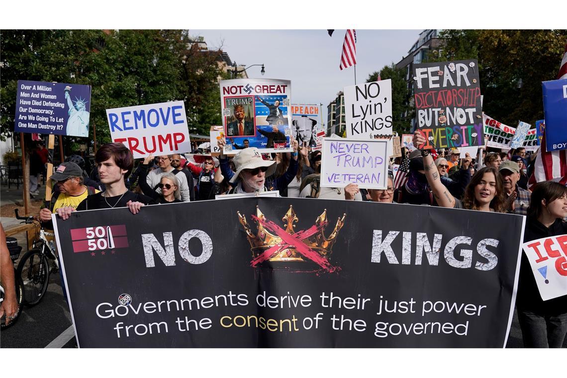 In Washington wird unter dem Motto "No Kings" gegen US-Präsident Trump demonstriert
