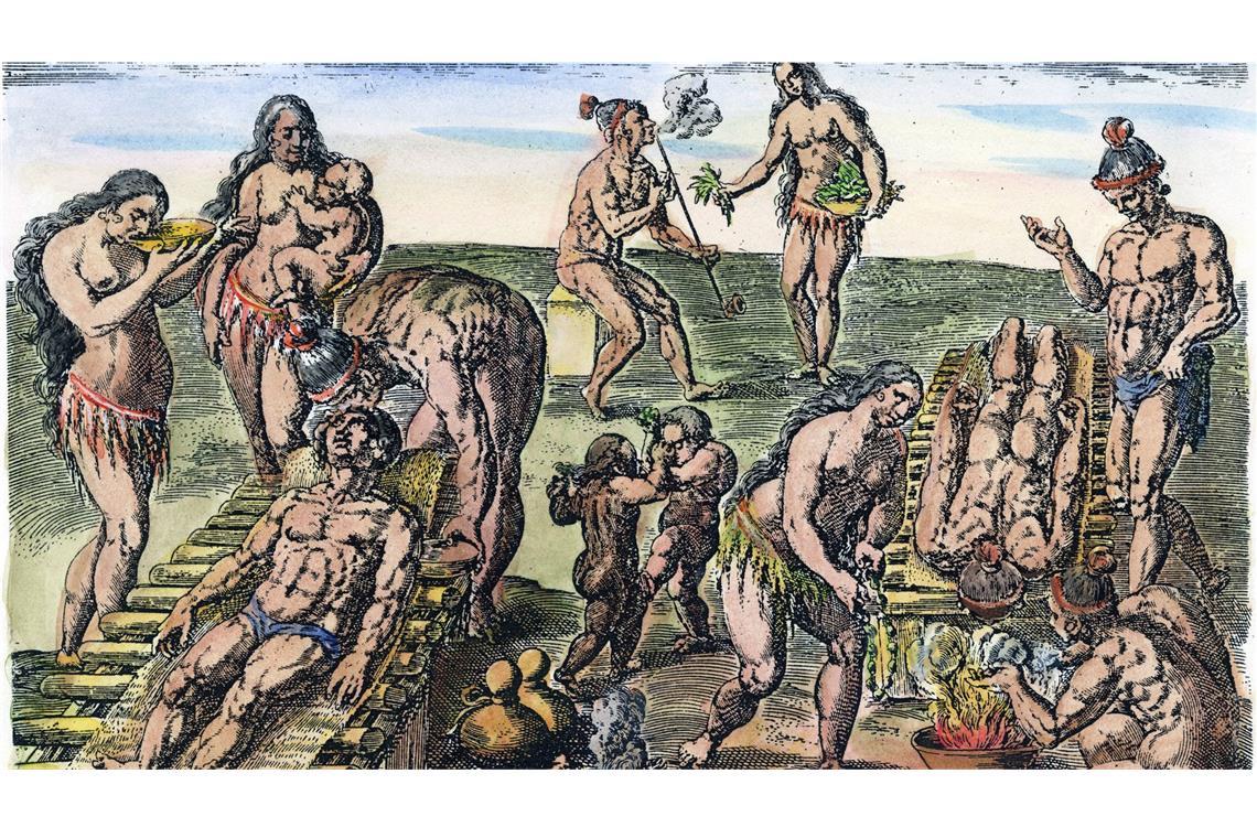 Syphilis kam doch aus der Neuen Welt Indianer in Florida versorgen ihre an Syphilis erkrankten Mitbrüder im Jahr 1591.