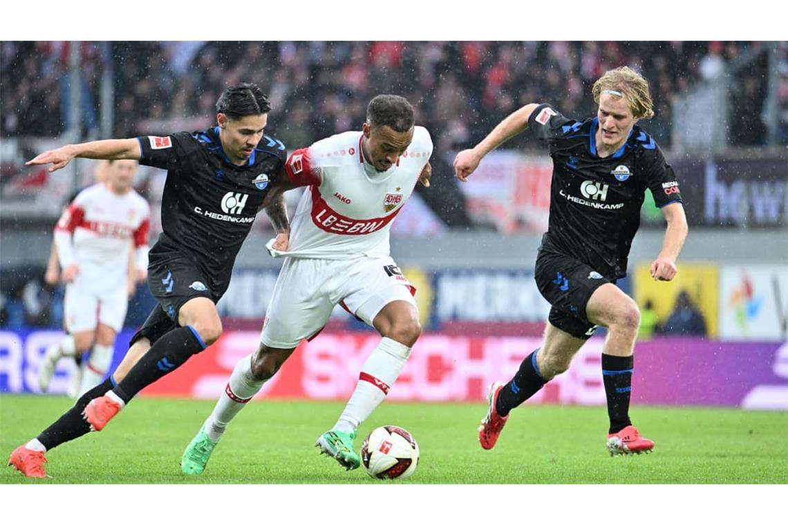 Jamie Leweling und der VfB taten sich über weite Strecken der Partie schwer.