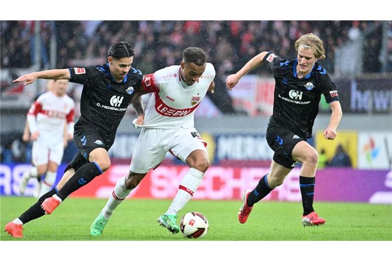 Jamie Leweling und der VfB taten sich über weite Strecken der Partie schwer.