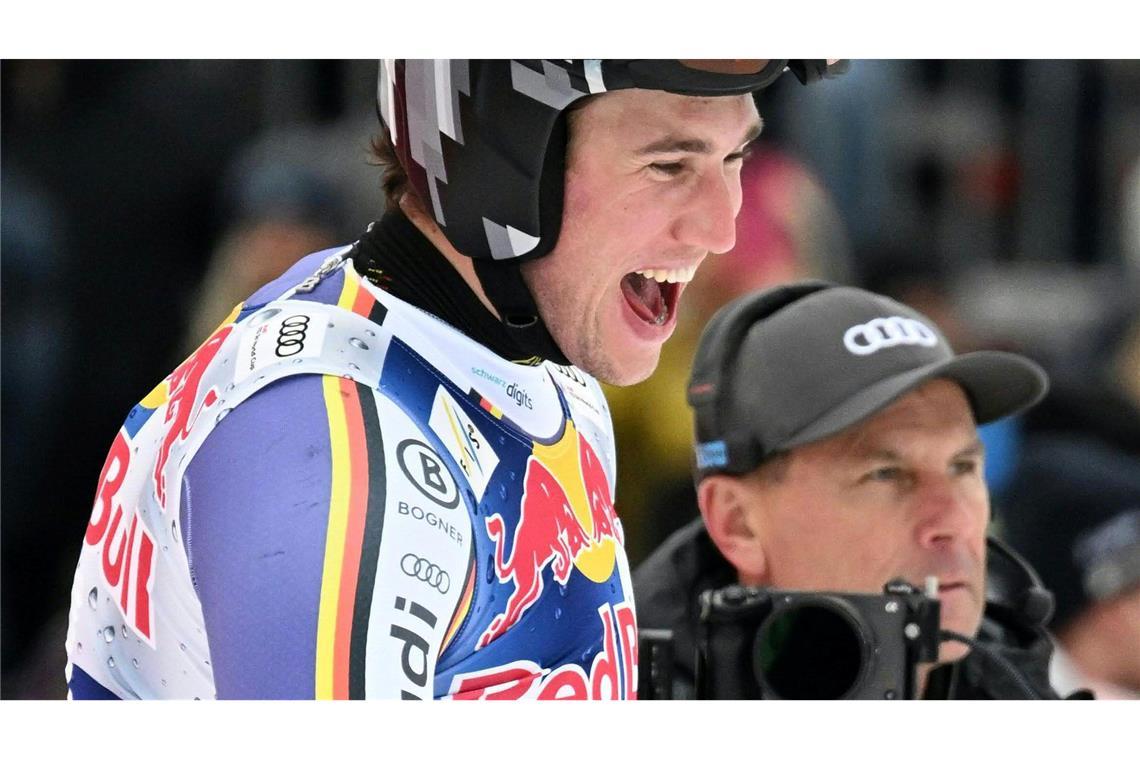 Jubel der Freude und Erleichterung: Luis Vogt nach Platz acht in Kitzbühel.