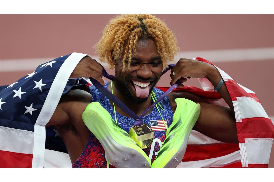 Jubelt nach großer Show über Gold: Noah Lyles.