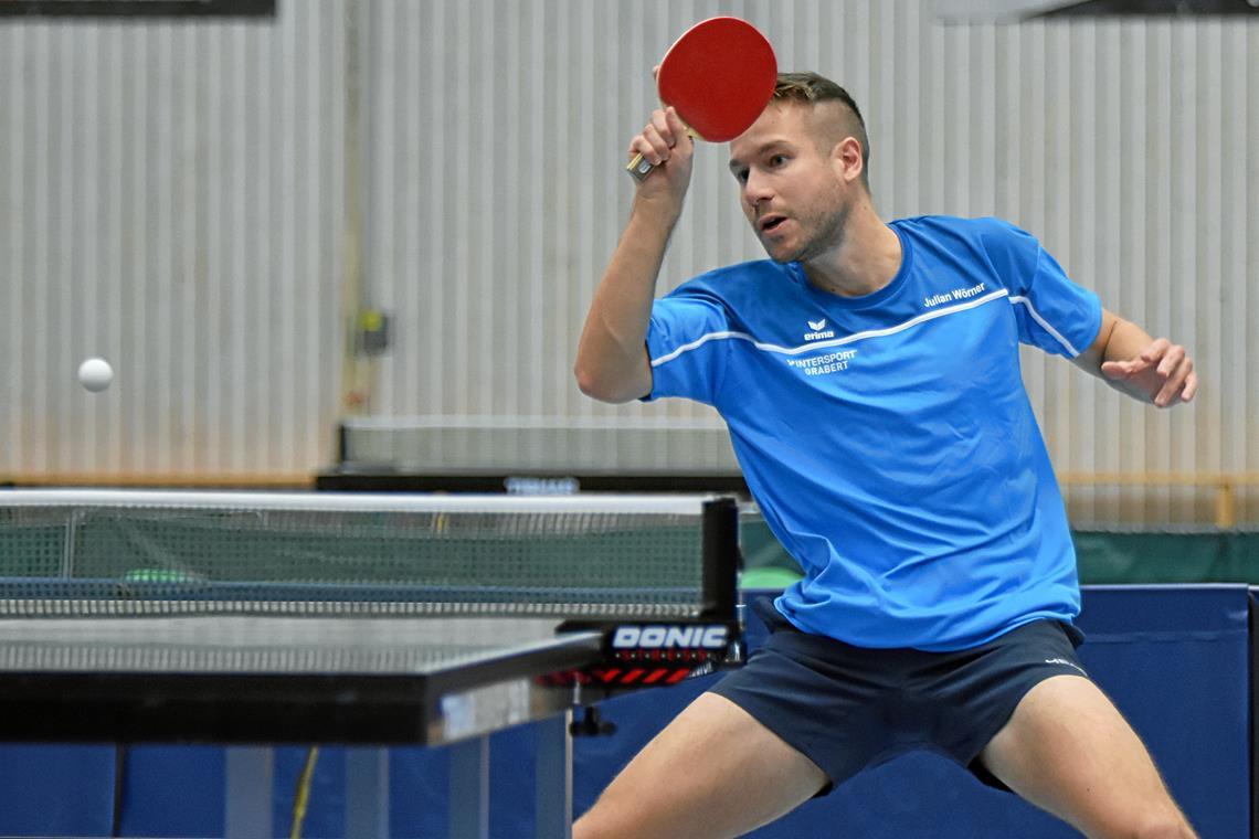 Aufstiegsträume und Abstiegsangst zur Saisonhalbzeit im Männertischtennis Julian Wörner und der TV Murrhardt sind in der Verbandsliga in allen zehn Vorrundenspielen sieglos geblieben. Foto: Tobias Sellmaier