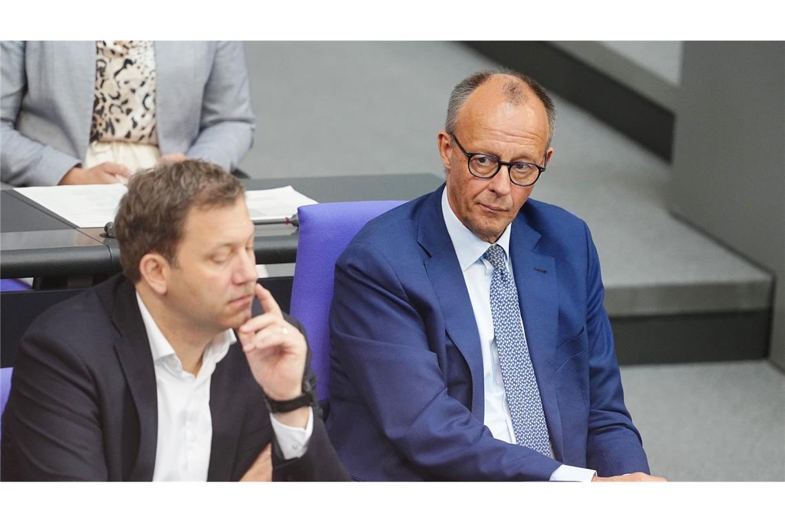 Die nächsten Konflikte sind bereits in Sicht Kann das gut gehen? SPD-Chef Lars Klingbeil (li.) und Kanzler Friedrich Merz (CDU) müssen die Koalition zusammenhalten.