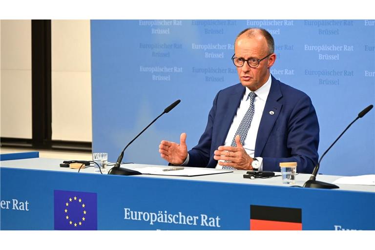 Kanzler Friedrich Merz sieht durch die US-Zölle deutsche Unternehmen in Gefahr.