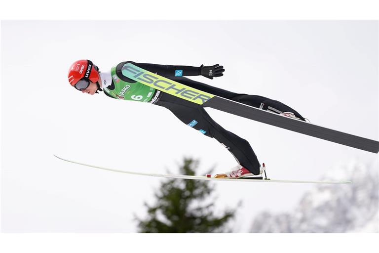Karl Geiger war beim Skifliegen in Planica am Sonntag der beste Deutsche.