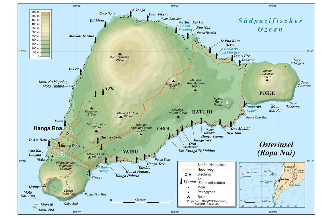 Karte der Osterinsel.