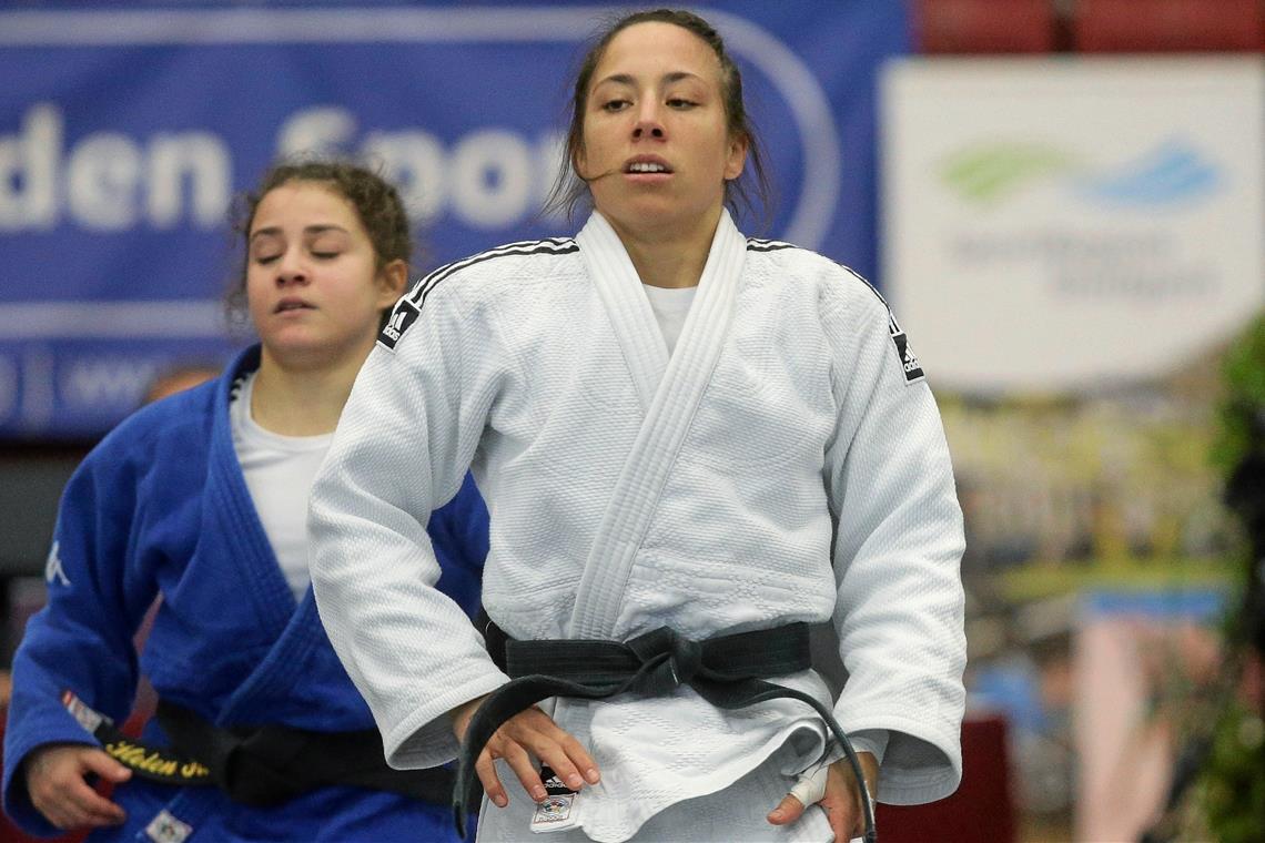 Grand Slam: Für Judoka Katharina Menz ein teurer Moment der Unachtsamkeit Katharina Menz war mit ihrem Abschneiden in Tel Aviv nicht zufrieden, hätte sie das Aus in Runde zwei doch vermeiden können. Foto: Baumann