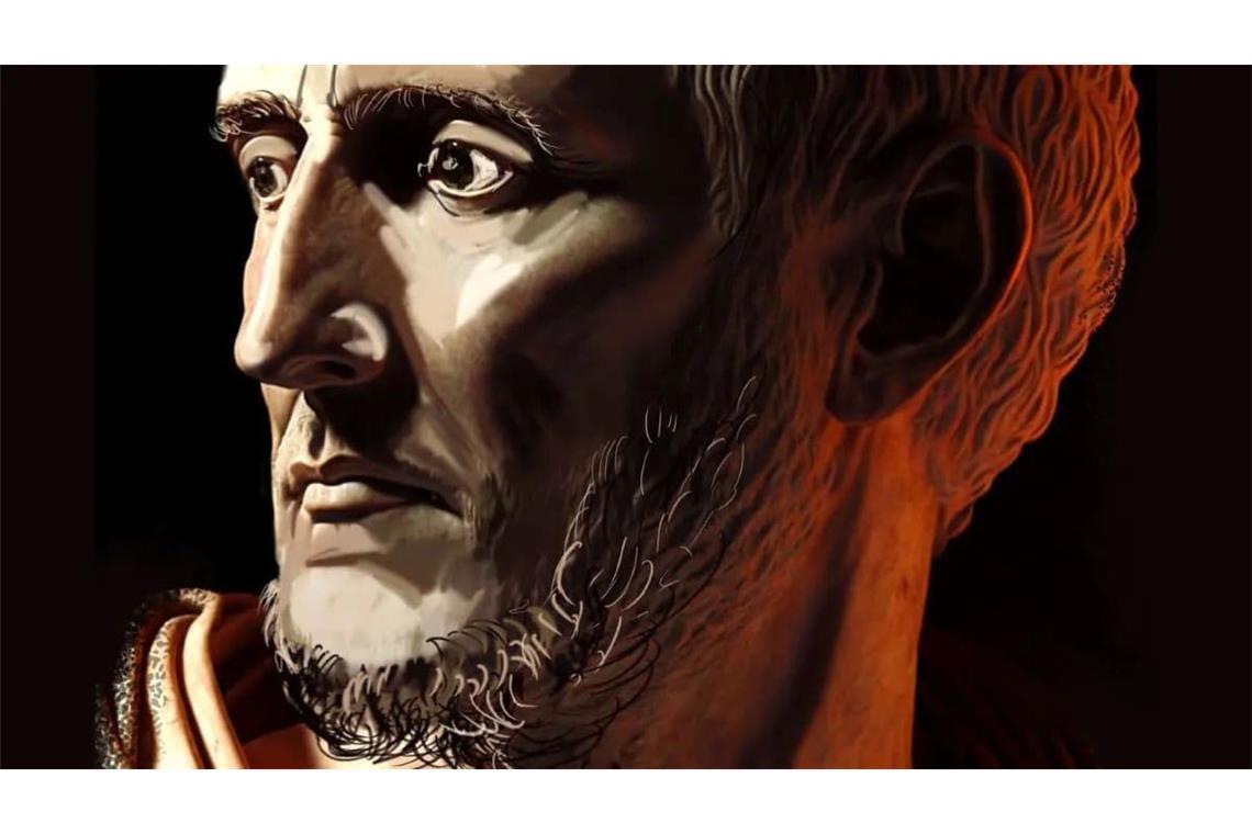 KI-Porträt des römischen Historikers Tacitus.