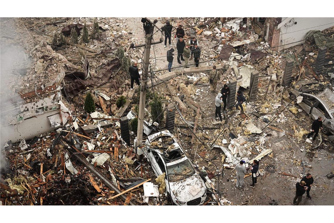 Massiver russischer Luftangriff auf Ukraine Kiew war eines der Ziele der russischen Angriffe in der Nacht und in den Morgenstunden.