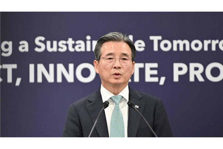 Kim Yong Bum, Leiter im Präsidentenstab für Politik, gibt Auskunft über die Details der Handelseinigung mit den USA.