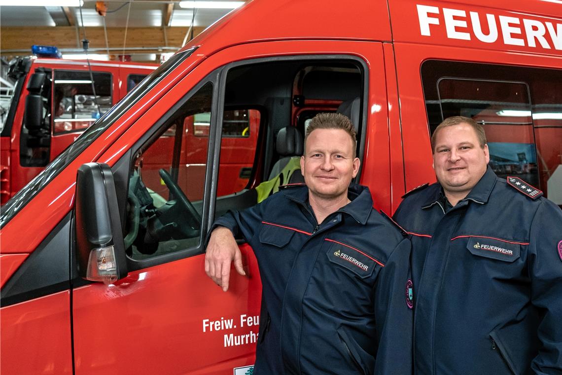 Kommandant Stefan Krehan und sein Stellvertreter Marc Schmid (von rechts).