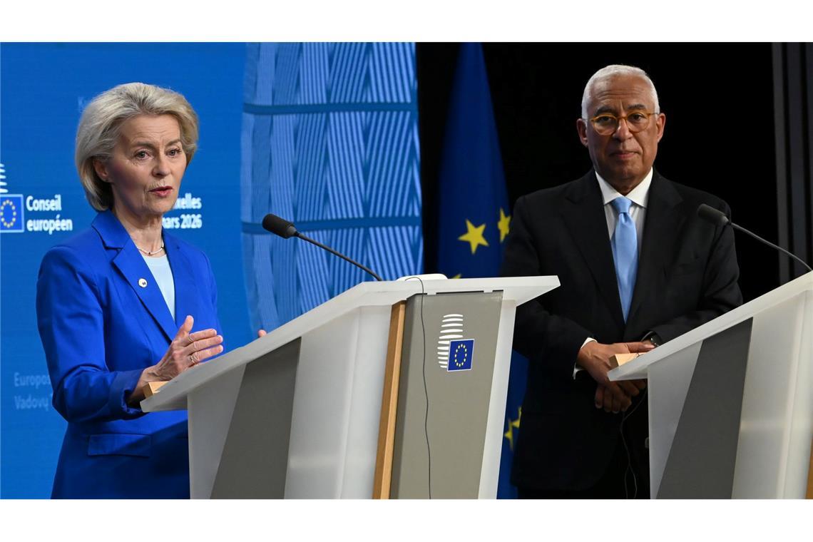 Kommissionspräsidentin Ursula von der Leyen und Ratspräsident António Costa müssen auf Merz' Brief reagieren. (Archivbild)