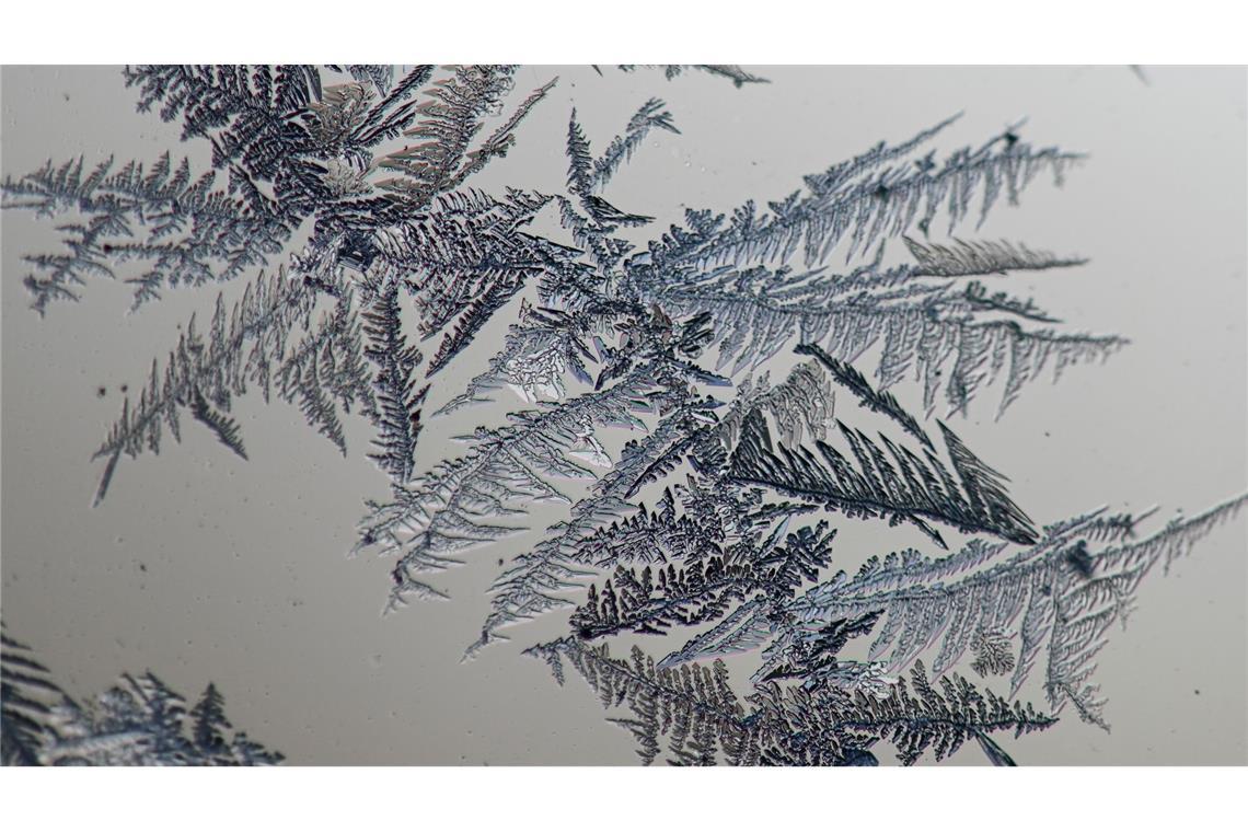 Warum auch bei Kälte kaum noch Eisblumen wachsen Kratzer, Staub und Rillen im Glas dienen als Startpunkt für das Wachstum der Eisblumen. (Archivbild)