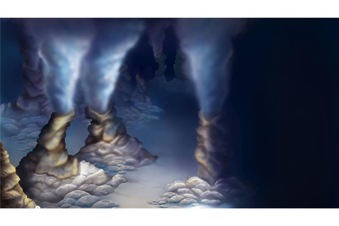 Meeresforscher entdecken einzigartiges Hydrothermalfeld Künstlerische Darstellung von Hydrothemalquellen in der Tiefsee (Symbolfoto).
